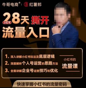 牛哥电商红薯邦28天撕开小红书流量入口,小红书运营系列课,快速掌握小红书的流量密码-木石资源网