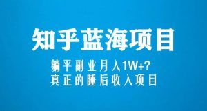 知乎蓝海玩法,躺平副业月入1W+,真正的睡后收入项目(6节视频课)-木石资源网
