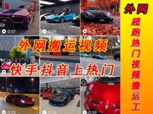 外面收费398元外网超跑豪车汽车视频搬运至快手抖音上热门项目,只需一步手机就可以操作-木石资源网