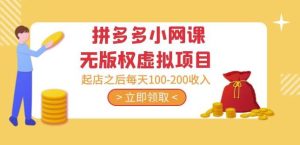 黄岛主·拼多多小网课无版权虚拟项目分享课：起店之后每天100-200收入-木石资源网