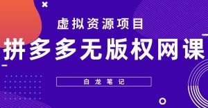 【白龙笔记】拼多多无版权网课项目，月入5000的长期项目，玩法详细拆解【揭秘】-木石资源网
