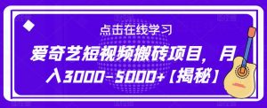 爱奇艺短视频搬砖项目，月入3000-5000+【揭秘】-木石资源网