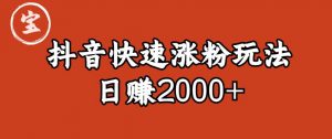 宝哥私藏·抖音快速起号涨粉玩法（4天涨粉1千）（日赚2000+）【揭秘】-木石资源网