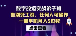 数字改运实战弟子班：告别死工资，任何人可操作，一部手机月入5位数-木石资源网