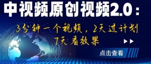 中视频原创视频2.0：3分钟一个视频，2天过计划，7天看效果【揭秘】-木石资源网