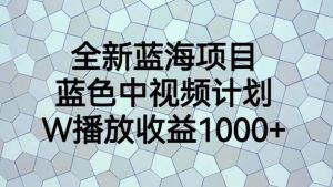 全新蓝海项目，蓝色中视频计划，1W播放量1000+【揭秘】-木石资源网