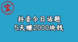 宝哥·风向标发现金矿，抖音今日话题玩法，5天赚2000块钱【拆解】-木石资源网