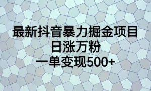 最新抖音暴力掘金项目，日涨万粉，一单变现500+【揭秘】-木石资源网