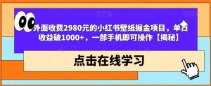 外面收费2980元的小红书壁纸掘金项目,单日收益破1000+,一部手机即可操作【揭秘】-木石资源网