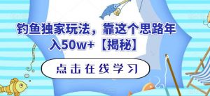 钓鱼独家玩法，靠这个思路年入50w+【揭秘】-木石资源网