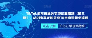 ‎TikTok全方位通关专项企业陪跑【第三期】，从0到1真正的企业TK电商运营全流程-木石资源网
