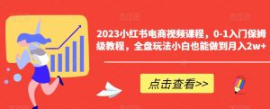 2023小红书电商视频课程,0-1入门保姆级教程,全盘玩法小白也能做到月入2w+-木石资源网