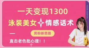 一天变现1300，泳装美女+情感话术，提供素材，无脑矩阵操作【揭秘】-木石资源网