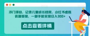 冷门项目，记录儿童成长档案，小红书虚拟资源变现，一部手机实现日入300+【揭秘】-木石资源网