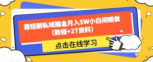 靠短剧私域掘金月入5W小白闭眼做（教程+2T资料）-木石资源网