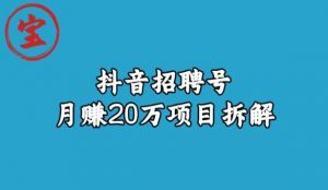 宝哥抖音招聘号月赚20w拆解玩法-木石资源网