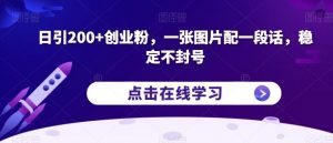 日引200+创业粉，一张图片配一段话，稳定不封号【揭秘】-木石资源网