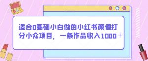 适合0基础小白做的小红书颜值打分小众项目，一条作品收入1000＋【揭秘】-木石资源网