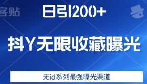 日引200+，抖音无限收藏曝光，无id系列最强曝光渠道-木石资源网