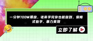 一分钟700W播放，进来学完你也能做到，保姆式教学，暴力变现【揭秘】-木石资源网