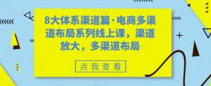 8大体系渠道篇·电商多渠道布局系列线上课，渠道放大，多渠道布局-木石资源网