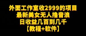 外面工作室收2999的项目最新美女无人撸音浪日收益几百到几千【教程+软件】（仅揭秘）-木石资源网