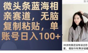 微头条蓝海相亲赛道,无脑复制粘贴,单账号日入100+-木石资源网
