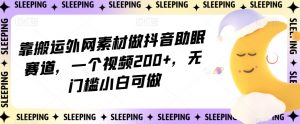 靠搬运外网素材做抖音助眠赛道，一个视频200+，无门槛小白可做【揭秘】-木石资源网