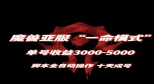 魔兽亚服一命模式，10天成号-单号3千-5千，脚本全自动操作，保姆级教学【揭秘】-木石资源网