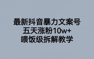最新抖音暴力文案号，五天涨粉10w+，喂饭级拆解教学-木石资源网