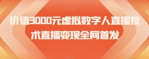 价值3000元虚拟数字人直播技术直播变现全网首发【揭秘】-木石资源网