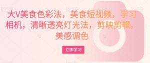 大V美食色彩法,美食短视频,学习相机,清晰透亮灯光法,剪映剪辑,美感调色-木石资源网