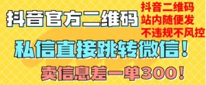价值3000的技术！抖音二维码直跳微信！站内无限发不违规！-木石资源网