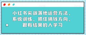 小红书实战落地运营方法，系统训练，抓住搞钱方向，跟有结果的人学习-木石资源网