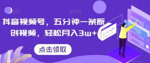抖音视频号，五分钟一条原创视频，轻松月入3w+【独家秘诀，传授赚钱方法】【揭秘】-木石资源网
