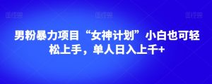男粉暴力项目“女神计划”小白也可轻松上手,单人日入上千+【揭秘】-木石资源网
