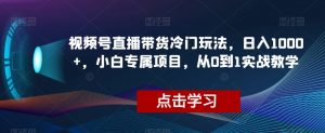 视频号直播带货冷门玩法，日入1000+，小白专属项目，从0到1实战教学【揭秘】-木石资源网