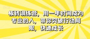 板砖训练营，用一年时间成为专业的人，带你突破行动局限，快速成长-木石资源网