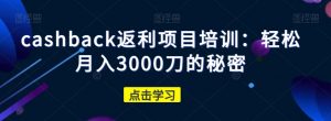 cashback返利项目培训：轻松月入3000刀的秘密-木石资源网