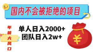 在国内不怕被拒绝的项目，单人日入2000，团队日入20000+【揭秘】-木石资源网