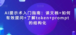 AI提示术入门指南：读文档+如何有效提问+了解token+prompt的结构化【揭秘】-木石资源网