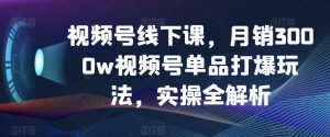 视频号线下课，月销3000w视频号单品打爆玩法，实操全解析-木石资源网