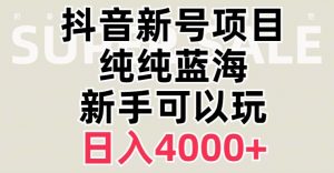 抖音蓝海赛道,必须是新账号,日入4000+【揭秘】-木石资源网