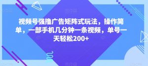 视频号强撸广告矩阵式玩法,操作简单,一部手机几分钟一条视频,单号一天轻松200+【揭秘】-木石资源网