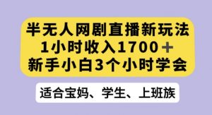 半无人网剧直播新玩法，1小时收入1700+，新手小白3小时学会【揭秘】-木石资源网