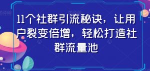 11个社群引流秘诀,让用户裂变倍增,轻松打造社群流量池-木石资源网