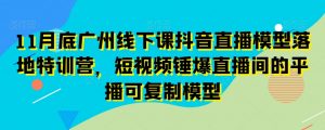 11月底广州线下课抖音直播模型落地特训营,短视频锤爆直播间的平播可复制模型-木石资源网