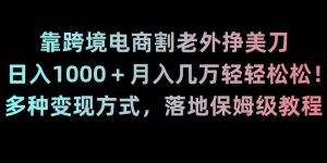 靠跨境电商割老外挣美刀,日入1000+月入几万轻轻松松!多种变现方式,落地保姆级教程【揭秘】-木石资源网
