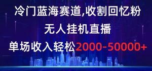 冷门蓝海赛道，收割回忆粉，无人挂机直播，单场收入轻松2000-5w+【揭秘】-木石资源网