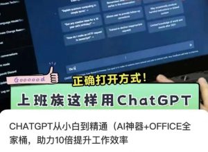 CHATGPT从小白到精通,AI神器+OFFICE全家桶,助力10倍提升工作效率-木石资源网